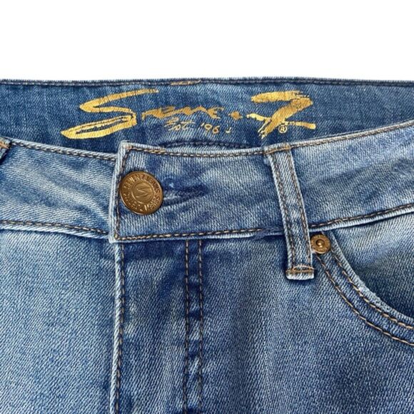 Seven7 Light Wash High Waist Weekend Slim Fit Jean Raw Hem Size 8 - Picture 5 of 11